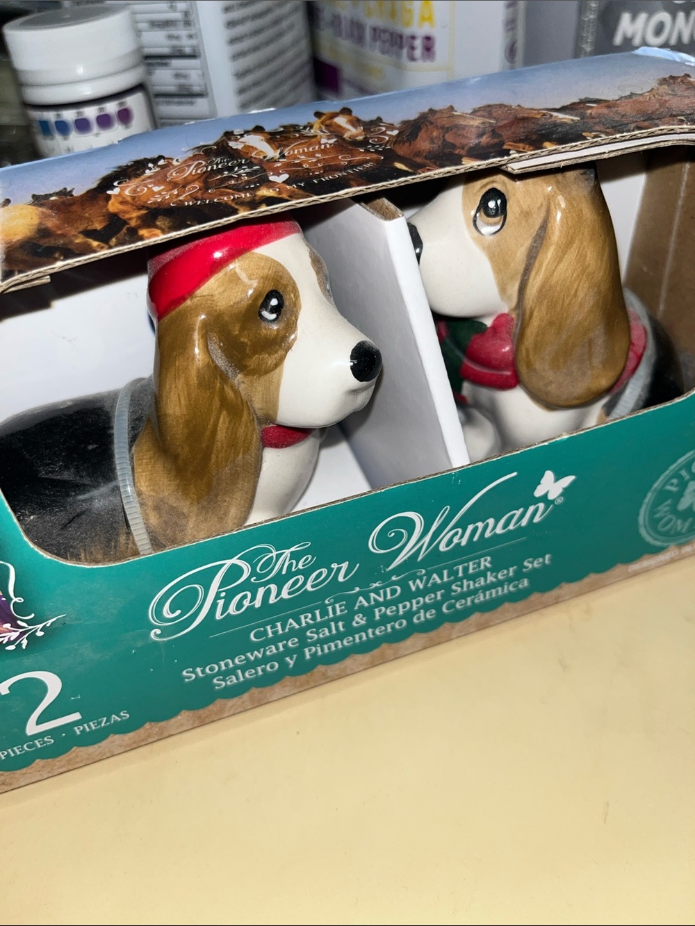 The pioneer woman Charlie and Walter salt shakers